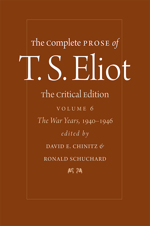 The Complete Prose of T. S. Eliot: The Critical Edition volume 6 cover